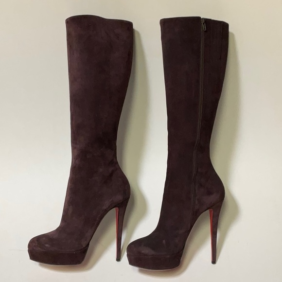 Christian Louboutin Lady 140 boot Veau Velours, brown suede platform stiletto - Picture 4 of 10